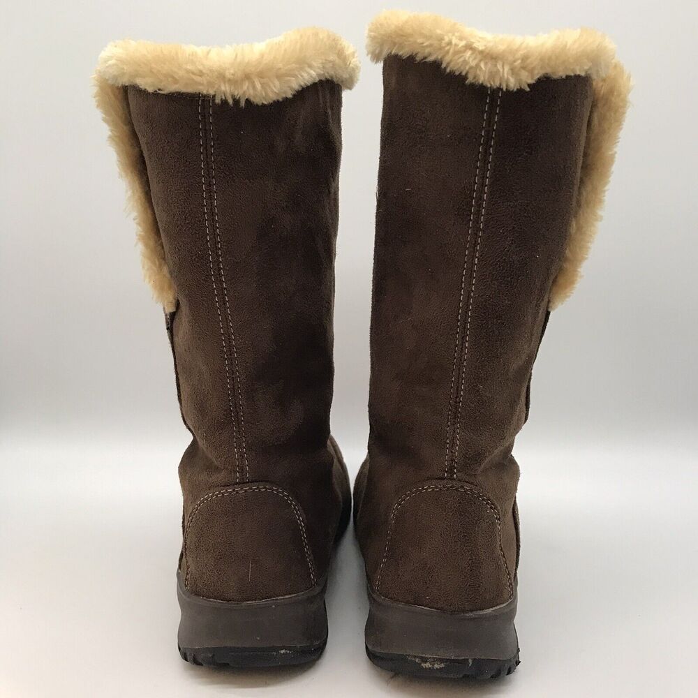 Itasca Blitzen Women's 7 Brown Suede Boots Fur Lined Mid Calf Warm Winter Boots - Picture 4 of 10